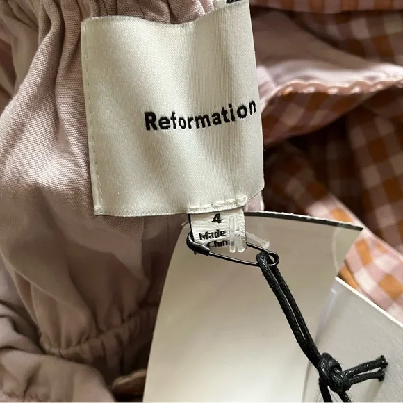 Reformation Rhett Midi Dress in Audrie Check - Size 4 - Picture 9 of 13